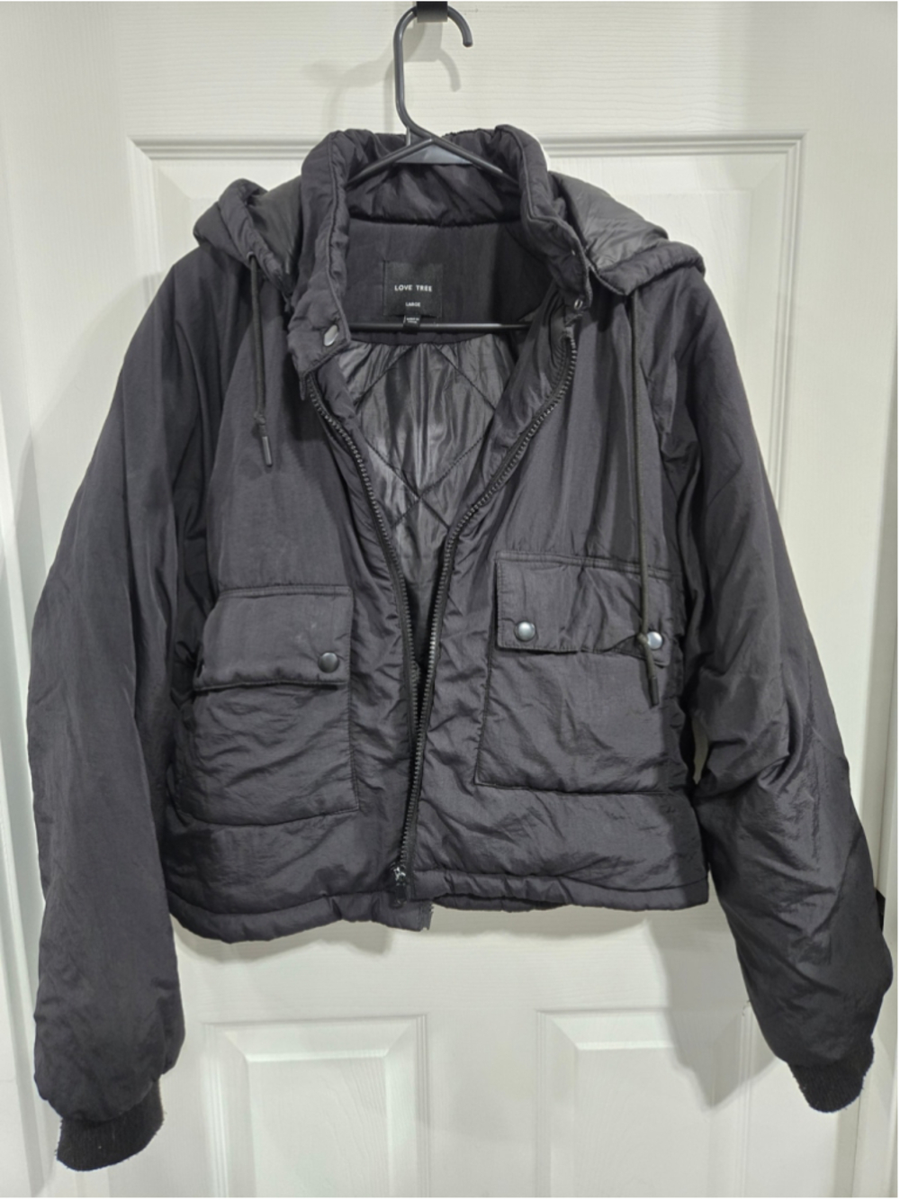 Women's Love Tree Black Puffer Jacket Size L